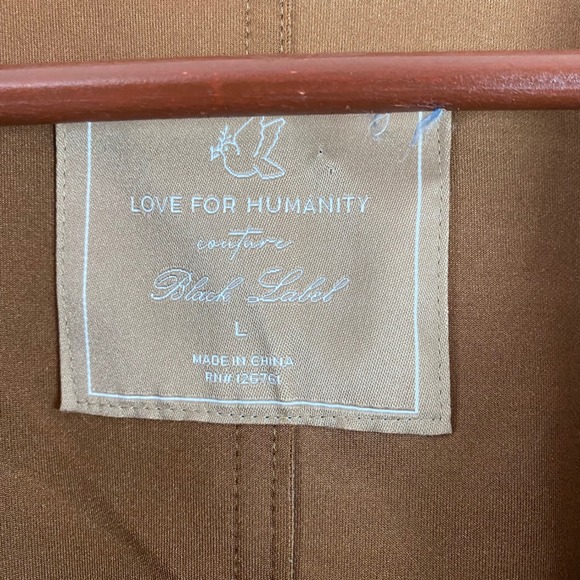 Love For Humanity Faux Suede Trench Coat Size Large NWT Camel Color - Picture 7 of 9